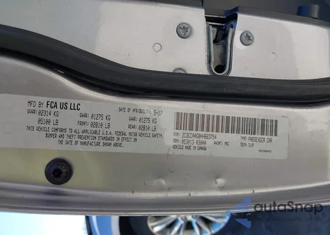 2017 Chrysler 300 Limited from USA, damaged, VIN 2C3CCAAG8HH663754